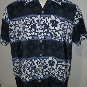 Vintage Kennington Hawaiian Floral Hibiscus Short Sleeve Shirt Size L